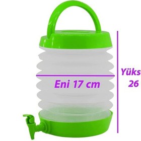 Resim Su Sebili Katlanabilir Termos Çeşmeli Körüklü 5.5 Litre Piknik Kamp Su Ayran Meşrubat Içecek Bidonu Yeşil 