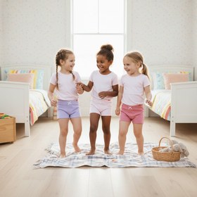 Resim 3'lü Düz Renk Kız Çocuk Boxer Seti - 4-5 Yaş 