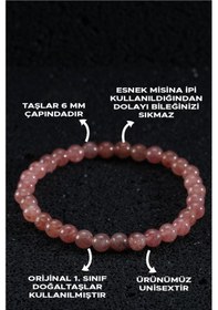 Resim Aşk Ve Güç Bilekliği - Çilek Kuvars - Ruhsal Huzur Ve Sevgi Kombin Bilekliği Pembe 