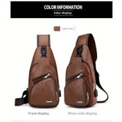 Resim Erkekler İçin Şık USB Kablolu Göğüs Çantası, Erkek Günlük Crossbody Çanta 10'lu Set 