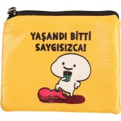 Resim Yaşandı Bitti Saygısıca Tasarım Süet Bozuk Para Cüzdanı 