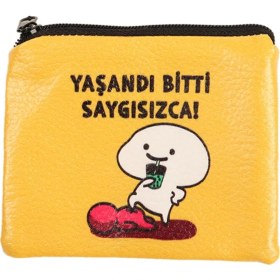 Resim Yaşandı Bitti Saygısıca Tasarım Süet Bozuk Para Cüzdanı 