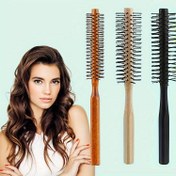 Resim Ergonomik, Fındık Ağacı Yuvarlak Saç Fırçası - Kurutma & Şekillendirme için, Naylon Kıllar, Tüm Saç Tipleri için İdeal 