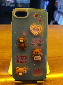 Resim İPhone 7\u002F8\u002FSE Uyumlu Kabartma Figürlü Darbe Korumalı Kapak Little Bear Kılıf 