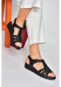 Resim Fox Shoes P555030303 Hakiki Deri Günlük Kadın Sandalet Siyah 