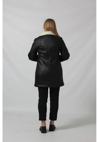 Resim Moda Berray 3262 Uzun İçi Kürklü Boğazı Kemer Detaylı Kaban Siyah Siyah 