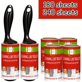 Resim DORESS 4X Ekstra Yapışkan Lint Roller Mega Değer Seti, 180/240 Sayfa, Taşınabilir, Elektrikli Olmayan, 2 Yükseltilmiş Sap ile, Evcil Hayvan Tüyleri, Giysiler, Mobilyalar, Köpek ve Kedi Tüyleri Temizleme için 