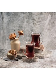 Resim Paşabahçe 55411 Kulplu Keyif Çay Bardak 12 Li Şeffaf 