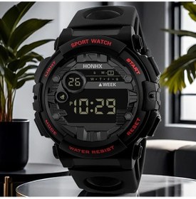 Resim Sunshine022 Gençler İçin Kırmızı Dijital Spor Saati - Kronograf Alarmlı Gece Işıklı Dayanıklı Pvc Kayış Diğer 