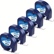 Resim 5 adet DYMO LetraTag Dolum Bantları - Beyaz PVC Etiketler, 1/2 x 13mm x 4m, DYMO Etiket Makineleri 200B LT-100T, LT-100H, QX5,5 ile Uyumlu, Etiket Yapımı Malzemeleri | Dayanıklı Etiket Malzemesi | Pürüzsüz Etiket Yüzeyi, Etiket Yazıcı Mürekkep 