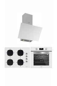 Resim Silverline Beyaz 65 Cm Ocaklı Dijital Fırınlı Ankastre Set (3481 Flam - CS5700E7W01 - BO6502W02 ) 