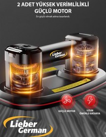Resim Lieber German Teknoloji Akülü 200 KG Kapasiteli Dijital Ekranlı Çift Motorlu Havalı Seramik Çelik Cam Vantuzu Oval 