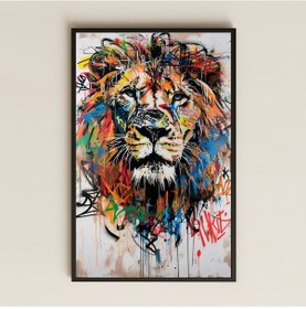 Resim Graffiti Aslan Temalı Şeffaf Pleksi Tablo 
