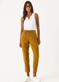 Resim Kadın Alian Beli Lastikli %100 Keten Beach Pantolon - Bakır - BAKIR / XL / 25 