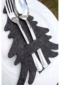 Resim Füme 6 Adet Dekoratif Çam Ağacı Kaşıklık 