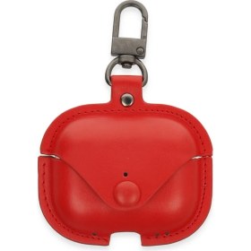 Resim Eco Port Apple Airpods 3 (3.nesil) Çanta Deri Kılıf - Kırmızı 