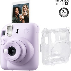 Resim Fujifilm Instax Mini 12 Mavi Fotoğraf Makinesi Ve Şeffaf Kılıf Seti Fujifilm