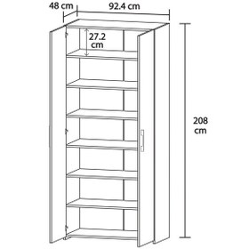 Resim Retro-6 Çok Amaçlı 7 Raflı 2 Kapaklı Gardırop Beyaz Beyaz 