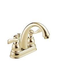 Resim Windemere Banyo Bataryası, Altın Banyo Lavabo Bataryası, 2 Saplı Banyo Bataryası, Metal Tahliye Montajı, Parlak Pirinç B2596lf-pb Açık Bej 