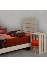 Resim Pasifichome Huga Tek Kişilik Ahşap Karyola Meşe 100Lk / Başlıklı Karyola 