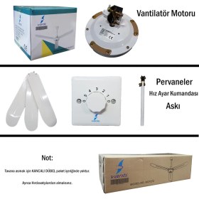 Resim Vanti Global K2 KCF272 80W 3 Kanatlı 56'' Sac Tavan Vantilatörü (Ampulsüz) 