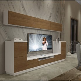 Resim Decoraktiv Trendstyle 9s Mdf Tv Ünitesi Tv Sehpası - Beyaz - Ceviz 