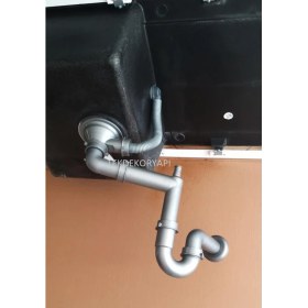 Resim Tek Dekor Tekdekor Granit Evye Sifon Takımı Büyük Göz Taşmalı 