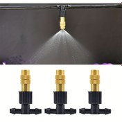 Resim 10 adet Açık Hava Sisi Soğutma Bahçe Sulama 1/4" Pirinç Püskürtme Nozulları 4/7mm Hortum için Veranda Serası 