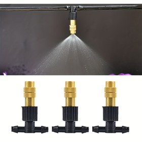 Resim 10 adet Açık Hava Sisi Soğutma Bahçe Sulama 1/4" Pirinç Püskürtme Nozulları 4/7mm Hortum için Veranda Serası 