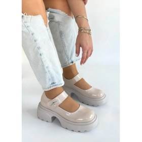 Resim Siex Premium Bej Rugan Dolgu Topuk Oxford Ayakkabı 