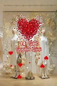 Resim Etrafa Saçılmış Kalp 14 Şubat Sevgililer Günü Cam Vitrin Sticker, Kalp Desenli Dekoratif Çıkartma 