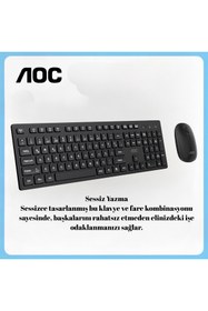 Resim Aoc KM300 Kablosuz Klavye Mouse Seti - 2.4GHz, 1200 DPI, Sessiz Yazım, FN Kısayol Tuşları 