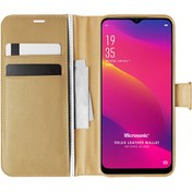 Resim Oppo A9 2020 Kılıf Delux Leather Wallet Gold Microsonic