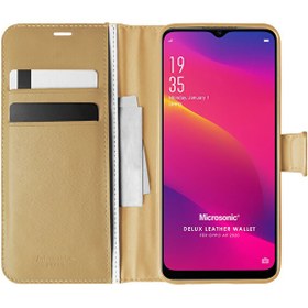 Resim Oppo A9 2020 Kılıf Delux Leather Wallet Gold 