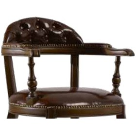 Resim Sandalye Zus266 Yüksek Model Kapitone Sırt Suni Deri Döşeme Kolçak İnovatif Vintage Kayın El Yapım 