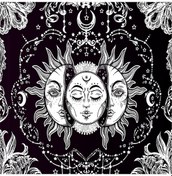 Resim Teltree Güneş Ve Ay Desenli Mandala Duvar Örtüsü - Bohem Dekoratif Kumaş, Yatak Örtüsü, Plaj Battaniyesi, Piknik Kumaşı, 150x150cm 