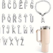 Resim 1 Adet Alfabe Harf Takı Aksesuarı Stanley Kupası Için, Stanley Tumbler Kupası Kimlik Tutamağı Şekilleri Için ID Adı Başlangıç Harf Zinciri Şekilleri 