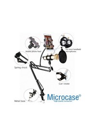 Resim 3In1 Hareketli Mikrofon Standı Pop Filtre Telefon Tutucu Al2552 