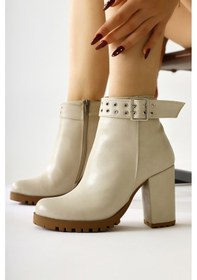 Resim Jonny Bej Kemer Detaylı Oval Burunlu Fermuarlı Bot 001 