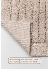 Resim Elart Luin Banyo Halısı Paspas Takımı Pamuklu 2 Adet 60x100 Cm Bej Bej 
