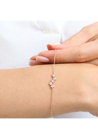 Resim Pırlanta Montür Asimetrik Yıldızlar Rose Renk İkili Gümüş Set 