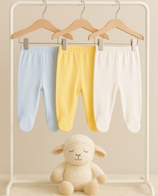 Resim Naunau Bebek Patikli Alt 3'lü Bebek Pijama Alt Giyim 