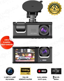 Resim Teknoloji Gelsin 1080P Dash Cam Full Hd Araç içi Kamera Ön Arka ve İç Kayıt 3 Kamera Gece Görüşlü G Sensör Geniş Açı 