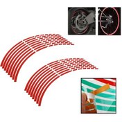 Resim Moveevo 16 Adet Sarı Pet Jant Sticker - 34cm X 0.8cm, Su Geçirmez, Dayanıklı, 16-18 İnç Araç/motosiklet Jantları İçin Yansıtıcı Çizgili Yapıştırıcı 