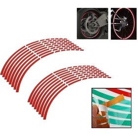 Resim Moveevo 16 Adet Sarı Pet Jant Sticker - 34cm X 0.8cm, Su Geçirmez, Dayanıklı, 16-18 İnç Araç/motosiklet Jantları İçin Yansıtıcı Çizgili Yapıştırıcı 