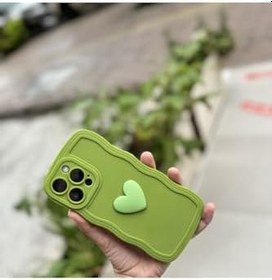 Resim iPhone 14 Pro Max ile Uyumlu 3D Silikon Kılıf, Yeşil 