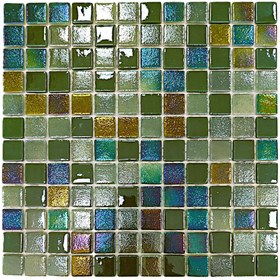 Resim MozaiKristaL Tüm yüzeyler için 25x25mm. Yeşil Karışım, 31,5x31,5cm. Fileli Cam Mozaik. ( 1 m2 Fiyatıdır ) 