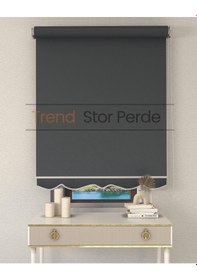 Resim Gri Stor Etek Dilimli Zebra Stor Güneşlik Perde Kırık Gri 