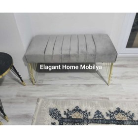 Resim elagant mobilya Çizgi Modern Lüks Gold Nikilaj Metal Ayaklı Puf 