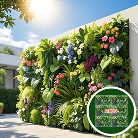 Resim 6 Adet (16 ft²) Gerçekçi Agave, Eğrelti Otu ve Tropikal Çiçeklerle Yüksek Kaliteli Yapay Bitki Duvar Panelleri - UV Dayanıklı, Bakımsız Plastik, İç Mekan/Dış Mekan Çimen Dekoru için Canlı Yaprak ve Çiçek Dokuları, Ev, Ofis ve Ticari Kullanıma Uygun Yıl Boyu Süsleme 